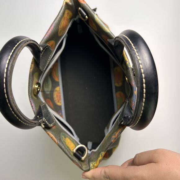 Dooney and Bourke Mini Bag Italian Leather Coated Cotton Colorful All Over Logo - Picture 7 of 11